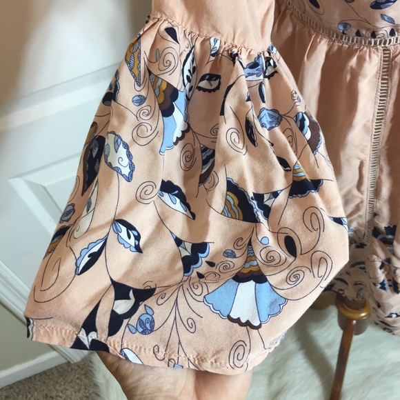 Jaase Peach Floral Bell Sleeve V-Neck Flowy Dress - Picture 4 of 7